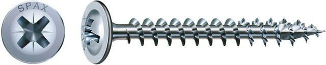 Spax Tellerkopf Möbelschraube mit T-Star Plus Antrieb aus verzinktem Stahl, Farbe: Silber, Durchmesser: 3 mm, Länge: 20 mm, 100 Stück - Bild 1