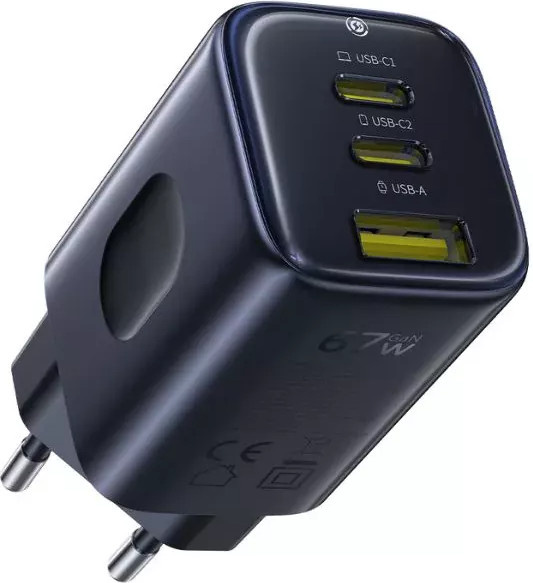 Baseus PicoGo AE11 Netzladegerät 67W mit 1 x USB-A und 2 x USB-C in Schwarz - Bild 1