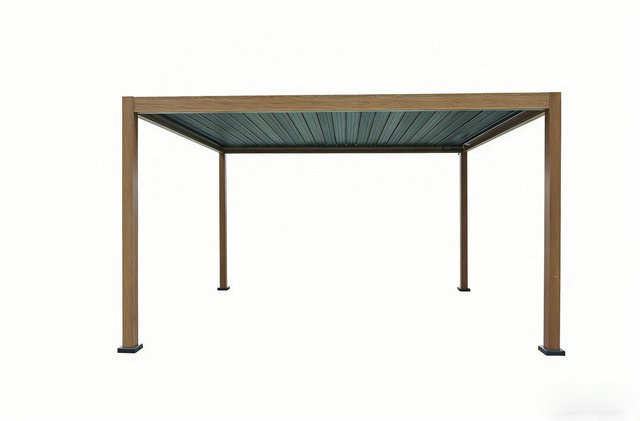 Aluminium-Pergola Never Indoor mit beweglicher Flügeltür in Hellbraun, B: 300 cm x T: 300 cm - Bild 1
