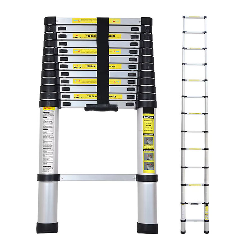 XMSJ Teleskopleiter aus Aluminium in Silber, tragbare gerade Leiter mit 5 bis 7 Stufen, Belastbarkeit bis 150 kg - Bild 4