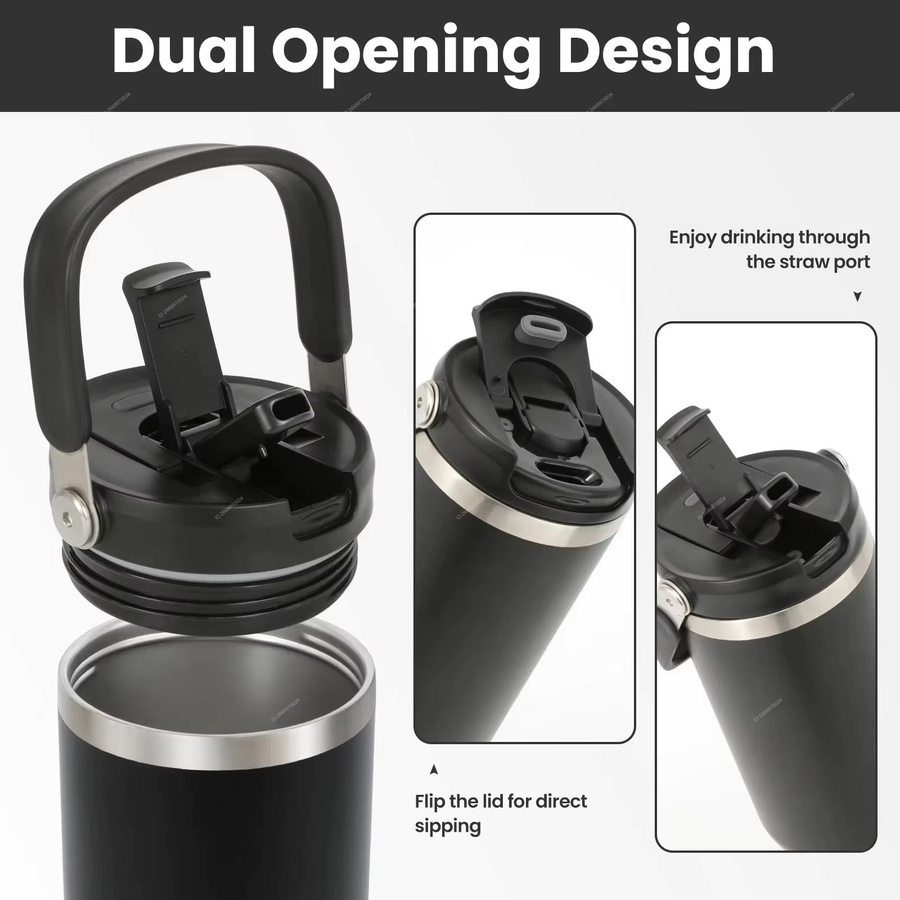 Tyeso Edelstahl-Vakuumbecher mit Augenaufkleber, doppelwandiger Isolierbecher und Thermoflasche, 750 ml, Gelb/Schwarz - Bild 3