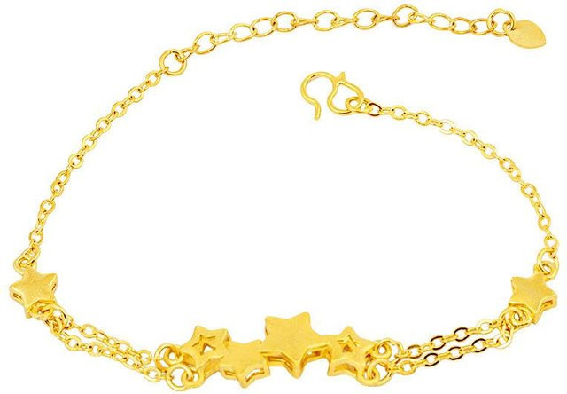 Armband Fünfzackiger Stern, 24k vergoldet, Damen, beige - Bild 1