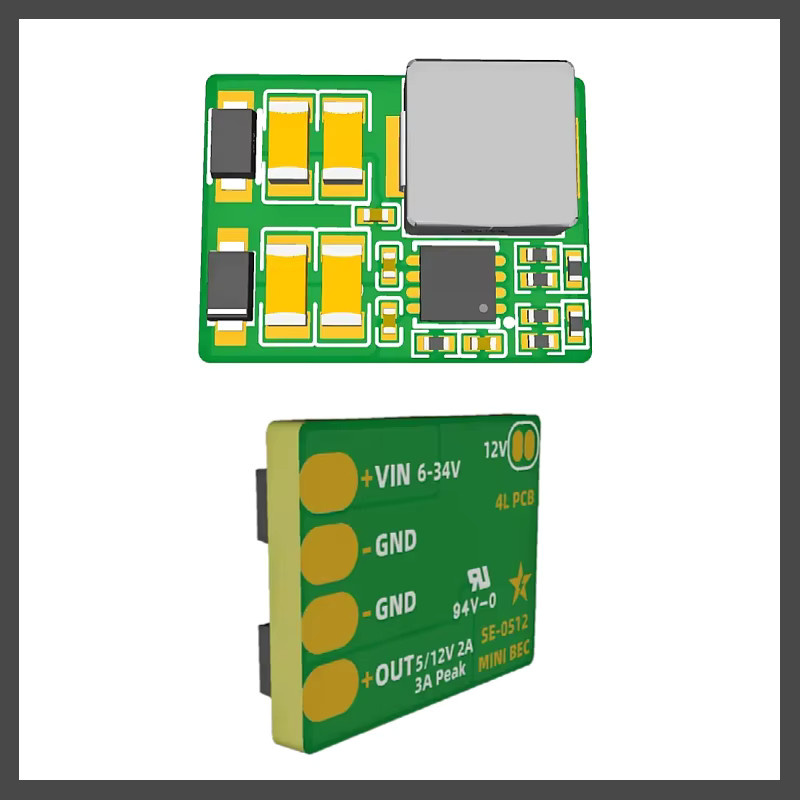 IFlight Micro 2-8S BEC Spannungsreglermodul 5V/2A 12V/3A Ersatzmodul PSM BXN 5D2UD6 für RC FPV Racing Drohnen in Grün - Bild 1