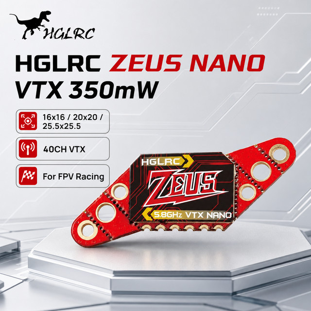 HGLRC Zeus Nano 5.8G FPV Video-Sender 350mW 40CH mit IRC Tramp für Tiny Whoop und Toothpick Drohnen, Rot - Bild 1