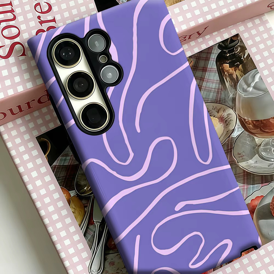 Stoßfeste Doppelschicht Handyhülle mit lila abstraktem Design für Samsung Galaxy S25 Ultra, S24 und S23 Ultra Plus - Bild 4