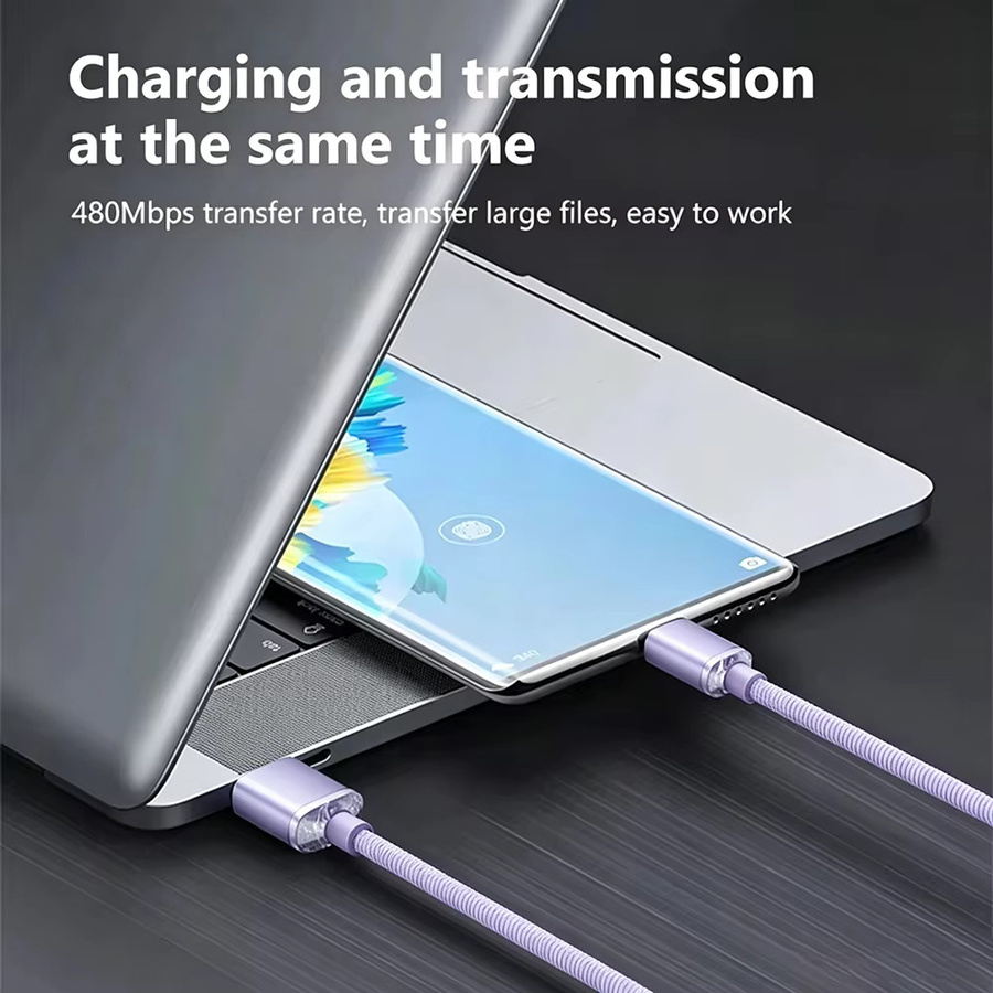 NNBILI USB Typ-C zu USB-C Kabel PD 120W Schnellladekabel für iPhone 16 17 Macbook Samsung Xiaomi in Schwarz und Lila - Bild 2