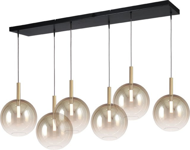 Masterlight Lido LED-Pendelleuchte 6-flammig in Gold/Messing mit transparentem Glas und dimmbarer Funktion - Bild 1