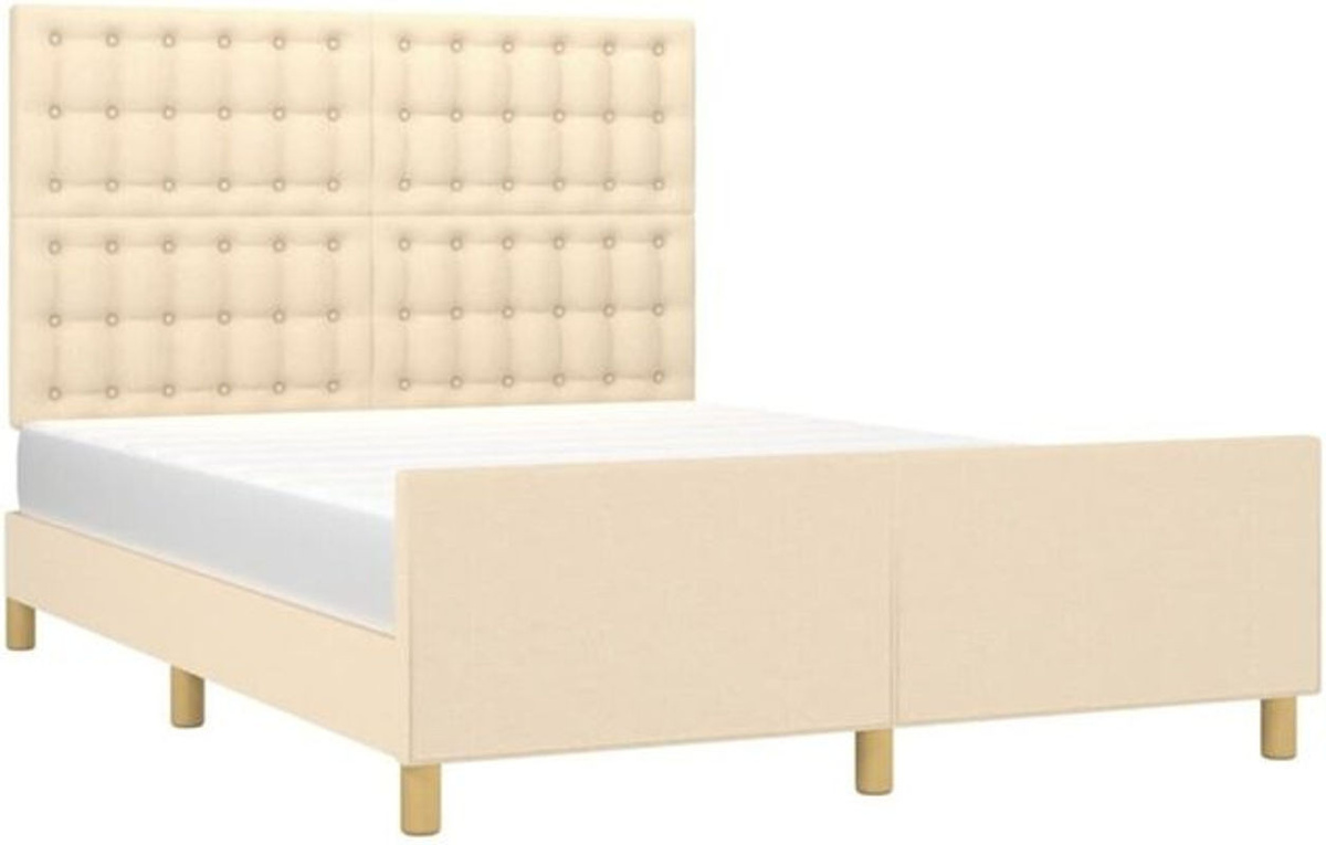 vidaxl Polsterbett aus Stoff und Massivholz in Beige, B/T/H: 140 x 200 cm - Bild 1