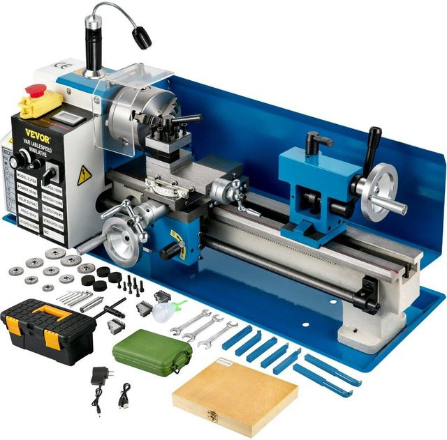 Buying Solutions MB Mini-Metall-Drehmaschine in Blau mit 550W Leistung, variabler Drehzahl bis 2250 U/min und 3-Backen-Futter - Bild 1