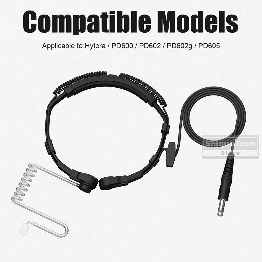 RONGYIN Taktisches Throat Mikrofon Heavy Duty Headset mit Air Tube und 7,1mm NATO Stecker in Schwarz für Walkie Talkie Radios - Bild 3