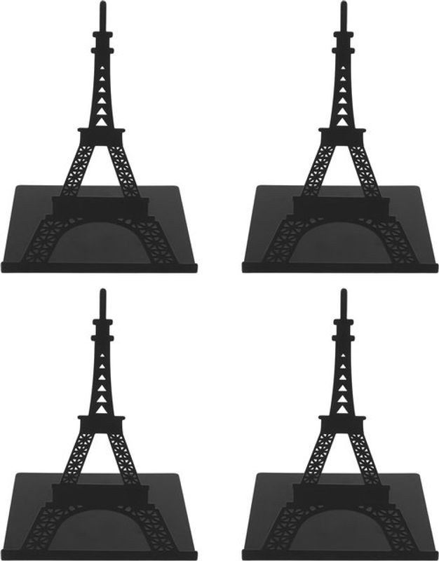 GoolRC Buchstützen Set aus Metall im klassischen geometrischen Design, 4 Stück, Schwarz - Bild 1