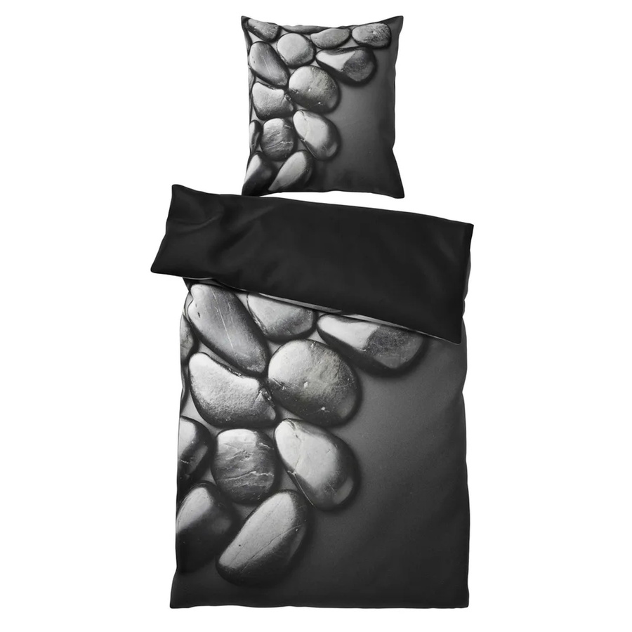 Sanilo Bettwäsche 2-teilig Hot Stones Schwarz aus Baumwolle mit Reißverschluss, B/H: 135 x 200 cm und 80 x 80 cm - Bild 2