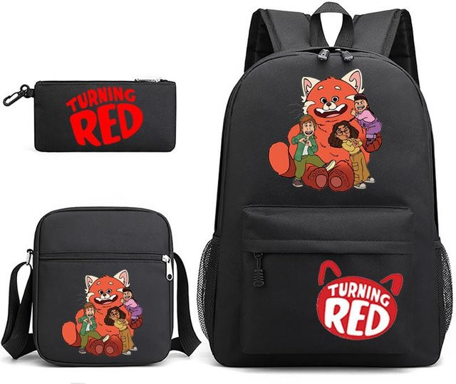 3-teiliges Schulrucksack-Set aus Oxford-Stoff in Schwarz mit Schultasche, Schultergurt und Federmäppchen - Bild 1