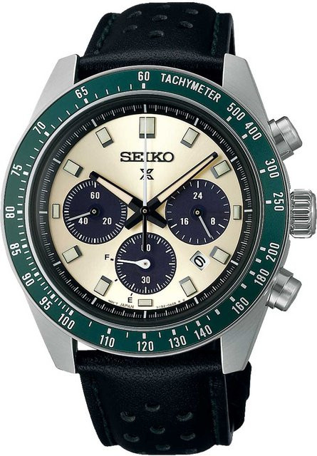 Seiko Chronograph, Solar, Edelstahl, Leder, 41 mm, Herren - Bild 1