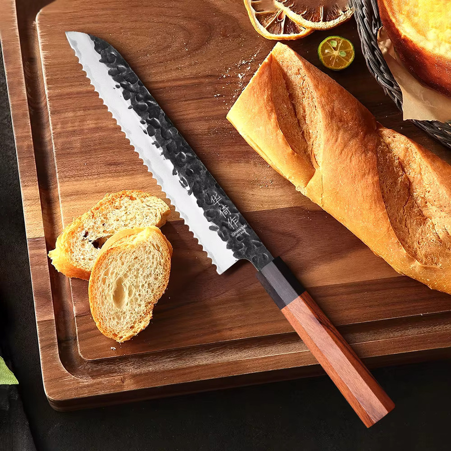 TUEWHO Brotmesser aus geschmiedetem Edelstahl, 21,59 cm, Silber - Bild 2
