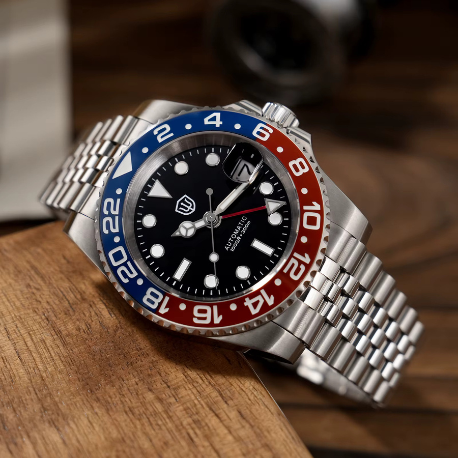 Watchdives GMT-Taucheruhr, Automatik, Edelstahl, Saphirglas, 30 ATM, Unisex - Bild 3