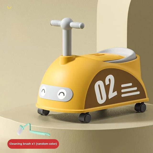 DHDH Tragbares Baby Töpfchen in Autoform mit Rollen und rutschfestem Design, Gelb - Bild 1