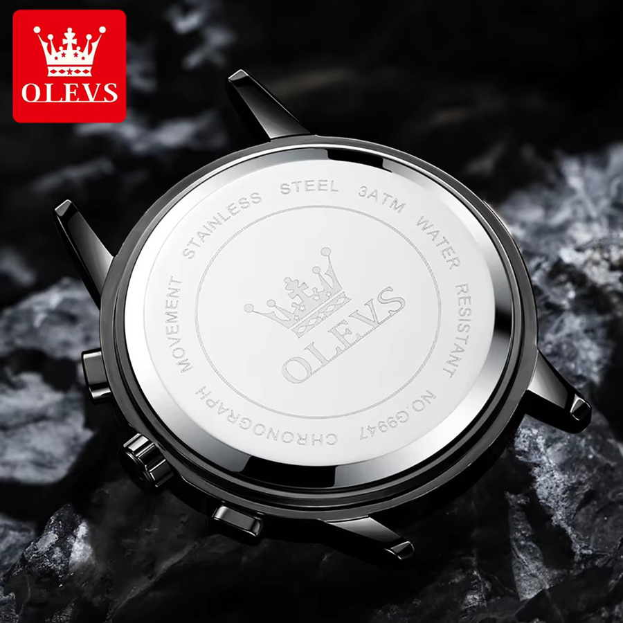 OLEVS Armbanduhr Chronograph, Quarz, Edelstahl, Rosa, Unisex - Bild 3