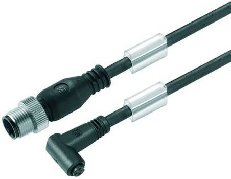 Weidmüller Sensor-Aktor-Steckverbinder M12 konfektioniert, gerade Stecker und gewinkelte Buchse, schwarz, Länge: 4,00 m - Bild 1