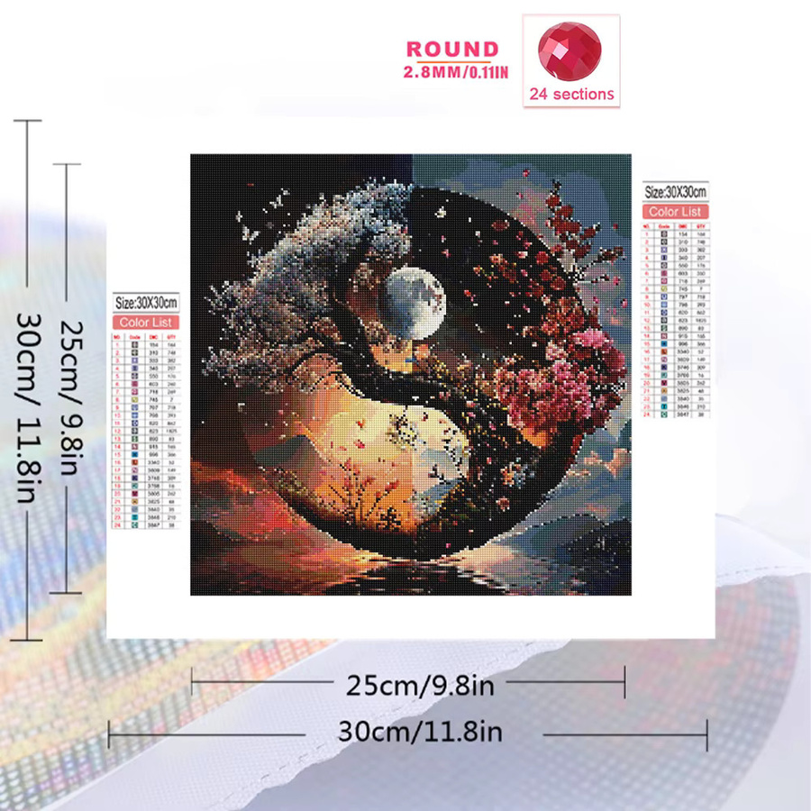 Evershine Diamant-Mosaik DIY Malset Mond und Baum Landschaft für Erwachsene in Multicolour - Bild 2