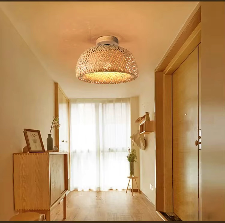 L-MANG Bambus Deckenleuchte in Braun im minimalistischen Zen-Design mit E27 Fassung - Bild 4