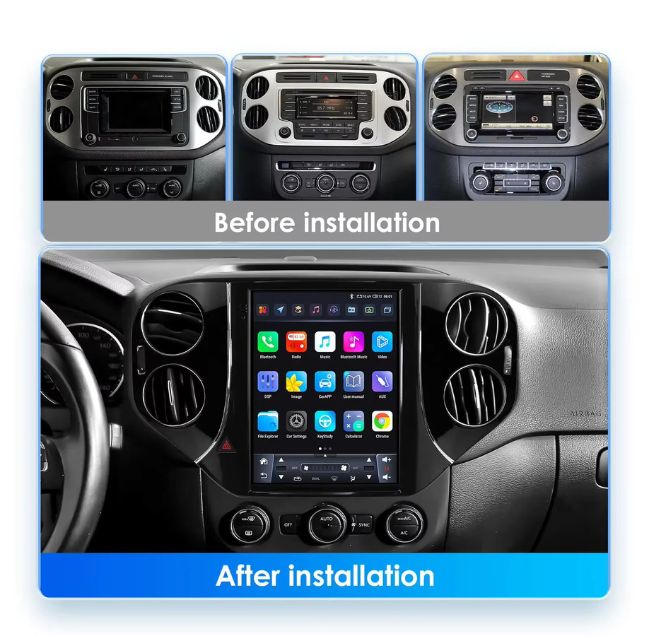 OSSURET Android 13 Autoradio mit 9,7 Zoll Display für VW Volkswagen Tiguan 2013-2017, Multimedia-Player mit GPS, Carplay und Rückfahrkamera, Schwarz - Bild 2