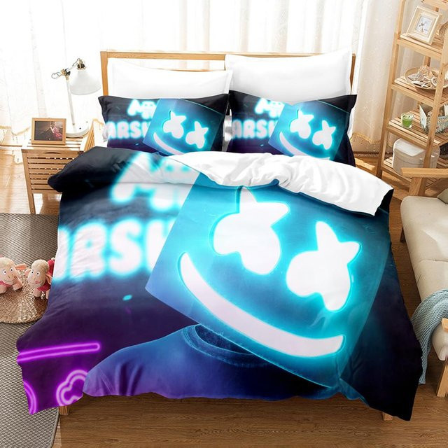 DJ Marshmello Bettwäsche Set mit 3D-Druck für Einzelbetten, 135 x 200 cm, 3-teilig - Bild 1