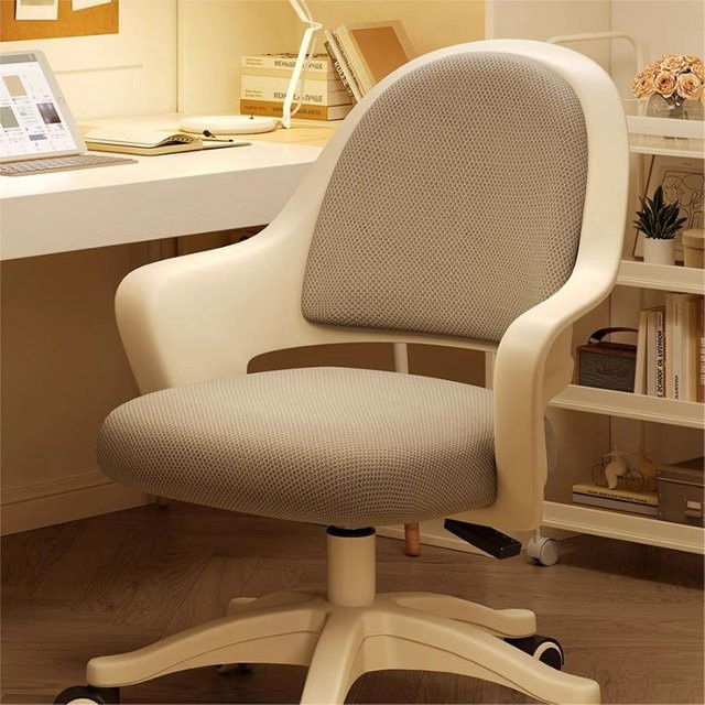 DUTRIEUX Drehbarer Bürostuhl in Pink mit ergonomischem Kissen im skandinavischen Design für Home Office und Schlafzimmer - Bild 1