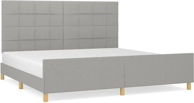 vidaXL Bettgestell mit Kopfteil in Hellgrau aus Stoff und Holz, B/T/H: 203 x 206 x 128 cm - Bild 1