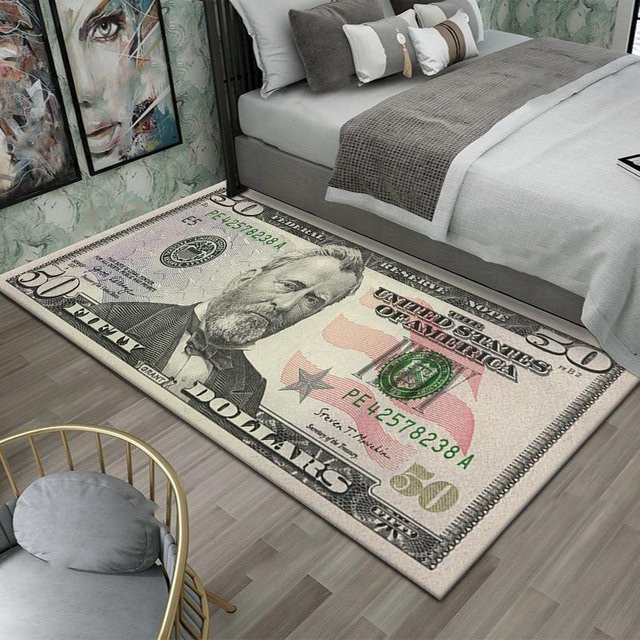 Lodestar Teppich mit US-Dollar-Schein-Druck in Multicolour, B/T: 160 x 120 cm - Bild 1