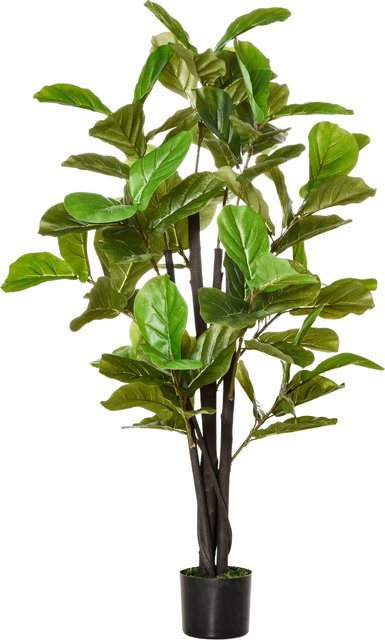 Aosom HOMCOM Ficus Artificiale Künstliche Pflanze Grün, 130 cm Höhe, Realistischer Kunstbaum mit 78 Blättern für Innen- und Außenbereich - Bild 1