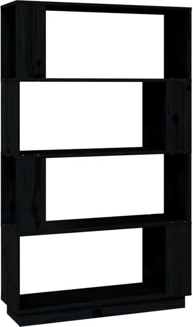 vidaXL Bücherregal und Raumteiler aus Massivholz Kiefer in Schwarz, B/T/H: 80 x 25 x 132 cm - Bild 1