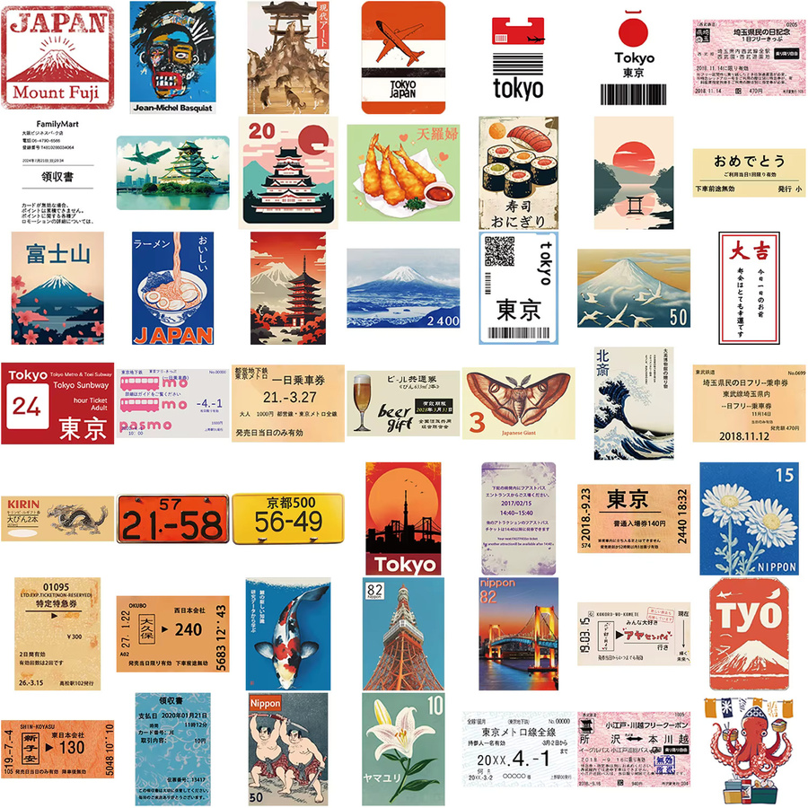 Japanische Reisekultur Cartoon Aufkleber Set, wasserfeste Sticker für Notebook, Koffer und Schreibwaren, Mehrfarbig - Bild 2
