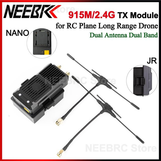NeebRC ExpressLRS Gemini TX Modul Dual Band 915 MHz/2,4 GHz mit Dual Antenne für FPV Long Range Drohnen in Schwarz - Bild 1