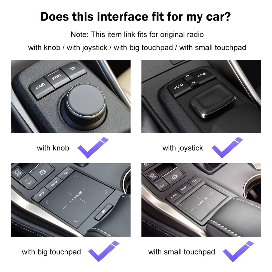 Road Top Drahtloses CarPlay und Android Auto Interface mit Mirror Link, Airplay und Siri Voice für Lexus NX RX IS ES GS RC CT LS LX LC UX GX (2014-2019), Schwarz - Bild 2