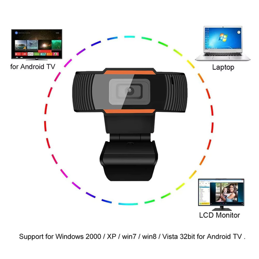 Clodrain Mini-Webcam Full HD 1080P USB-Kamera mit Mikrofon in Schwarz für PC und Laptop - Bild 4