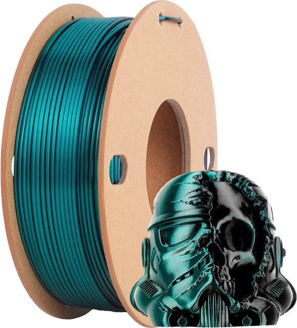 BING3D Seiden-PLA 3D-Drucker-Filament 1,75mm in Grün und Schwarz, 0,25 kg Spule - Bild 1