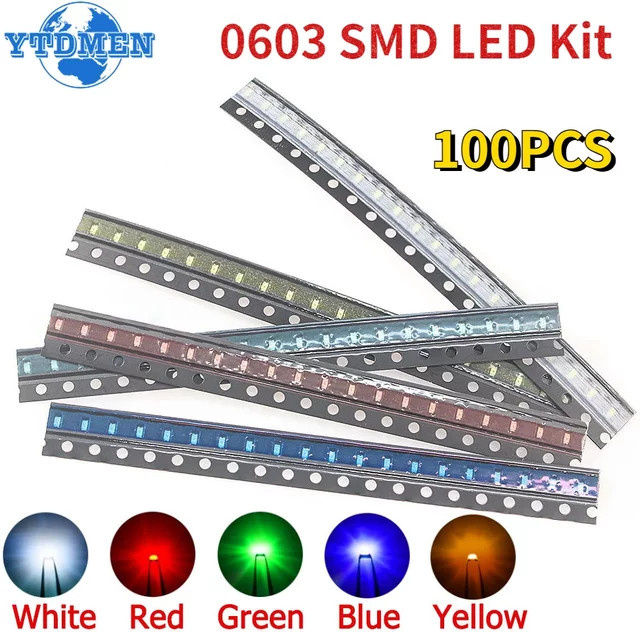 YTDMEN 100 Stück SMD LED 0603 RGB Multicolour Leuchtdioden für DIY-Beleuchtung - Bild 1
