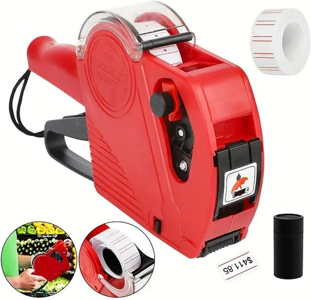 MX-5500 8-stellige Handheld-Preisschildpistole mit Tintencodierer in Rot für Einzelhandel und Supermärkte - Bild 1