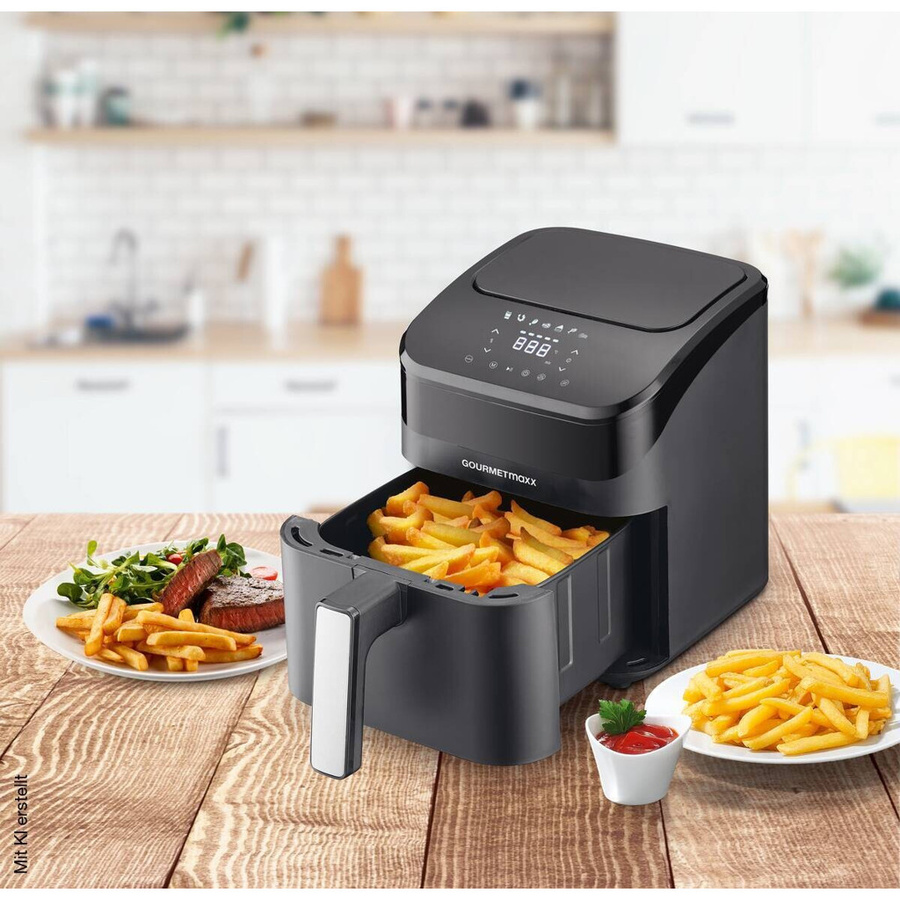 GOURMETmaxx Heißluftfritteuse mit Digitalanzeige in Schwarz aus Metall und Kunststoff, Volumen: 4 l, B/H/T: 24 x 28,6 x 34,9 cm - Bild 3