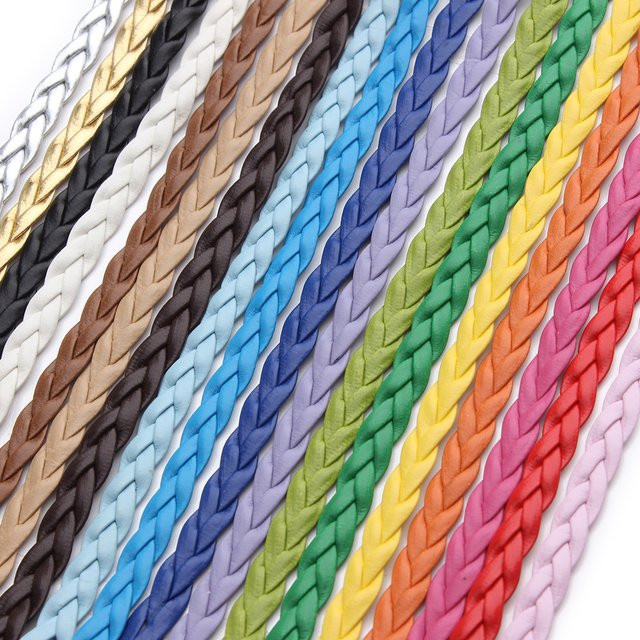 louleur PU-Lederband, geflochten, 5mm, bunte flache Schnur, Unisex - Bild 1