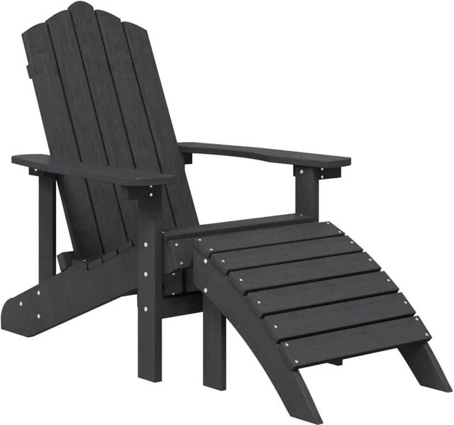 Furnicato Adirondack Gartenstuhl mit Fußteil aus HDPE in Anthrazit - Bild 1