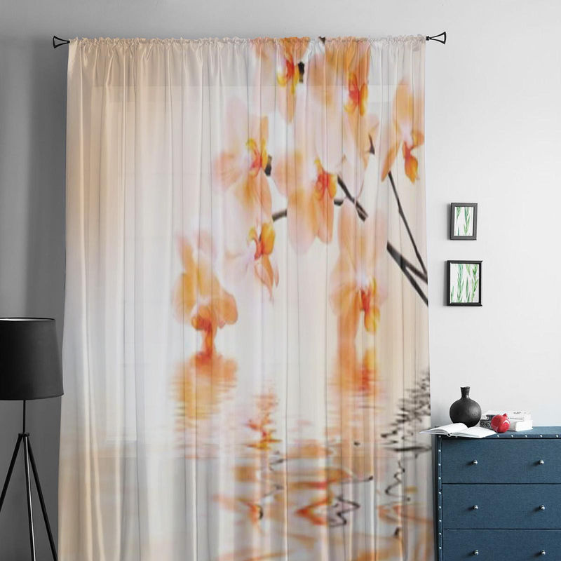 Super Six Transparentes Tüllvorhang mit Orchideenblüten-Design, Weiß, Breite: 135 cm, Höhe: 114 cm - Bild 4