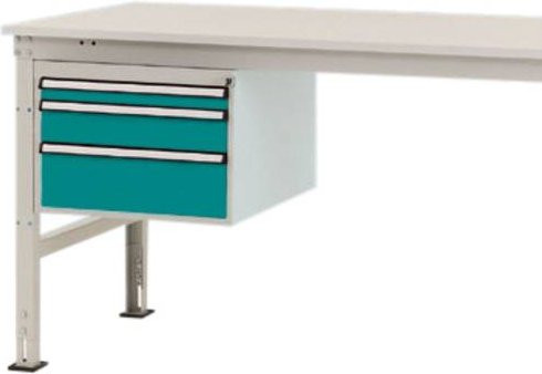 Manuflex Gehäuse-Unterbau Mobil ZB4666.5021 in Blau/Mehrfarbig mit 3 Schubfächern, Nutzhöhe: 30 cm, für Tischtiefe: 100 cm - Bild 1