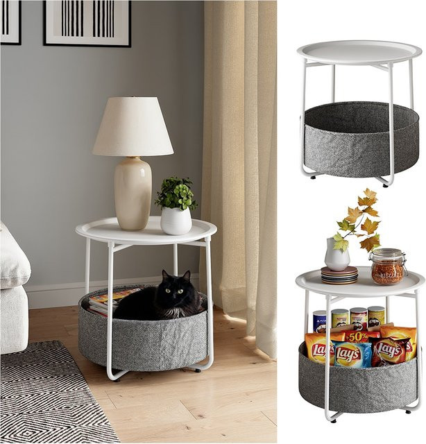 Vicco Couchtisch Liva modern in Weiß, rund, B/T/H: 47 x 50 x 34,9 cm - Bild 1