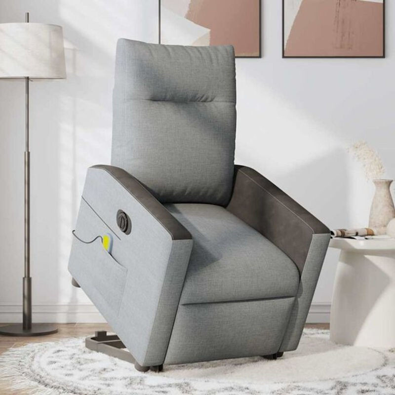Vidaxl Elektrischer Massagesessel mit Aufstehhilfe in Grau aus Stoff - Bild 1