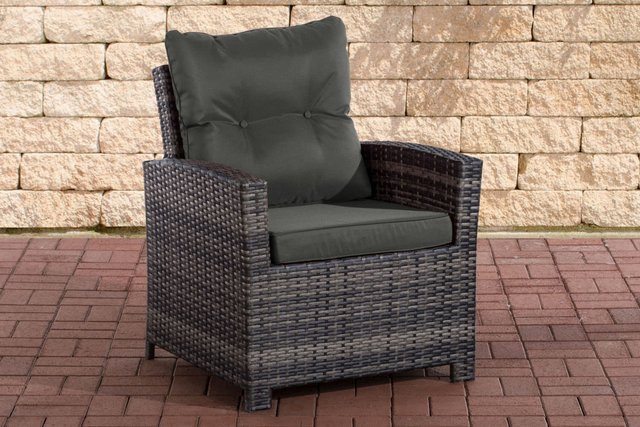 TPFGarden Sessel Fino Anthrazit aus Rattan und Metall in Grau-meliert - Bild 1