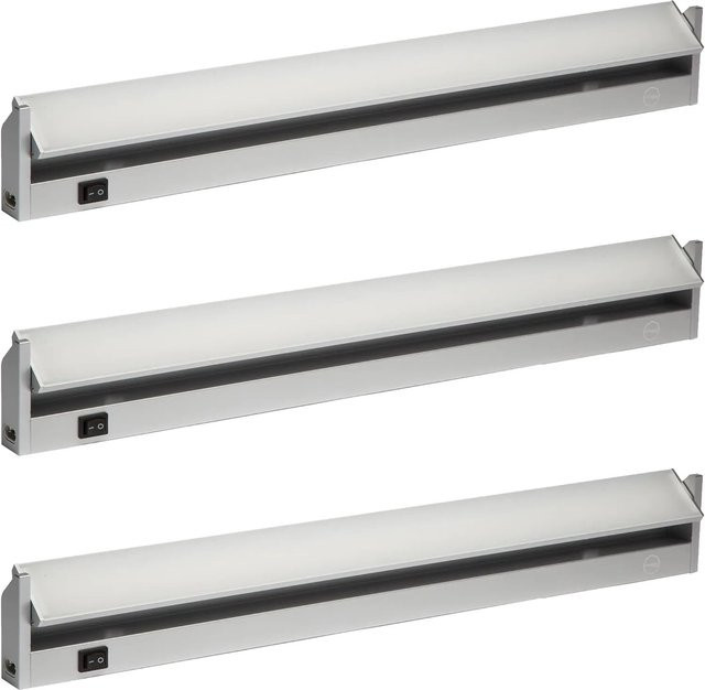 Oktaplex Aluminium Unterbauleuchte 3er Set in Silber, 60 cm, 90 Grad schwenkbar, LED, Neutralweiß, für Küche und Möbel - Bild 1
