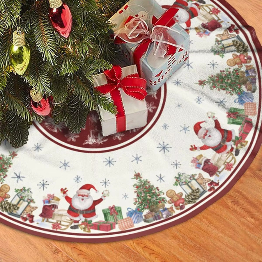 VIKAMA Weihnachtsbaum Rock Vintage mit Weihnachtsmann und Schneeflocken-Print, rund, Multicolour - Bild 4