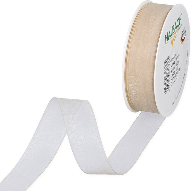 Halbach Organzaband Natur in Beige/Transparent, Breite: 2,5 cm, Länge: 5 m - Bild 1